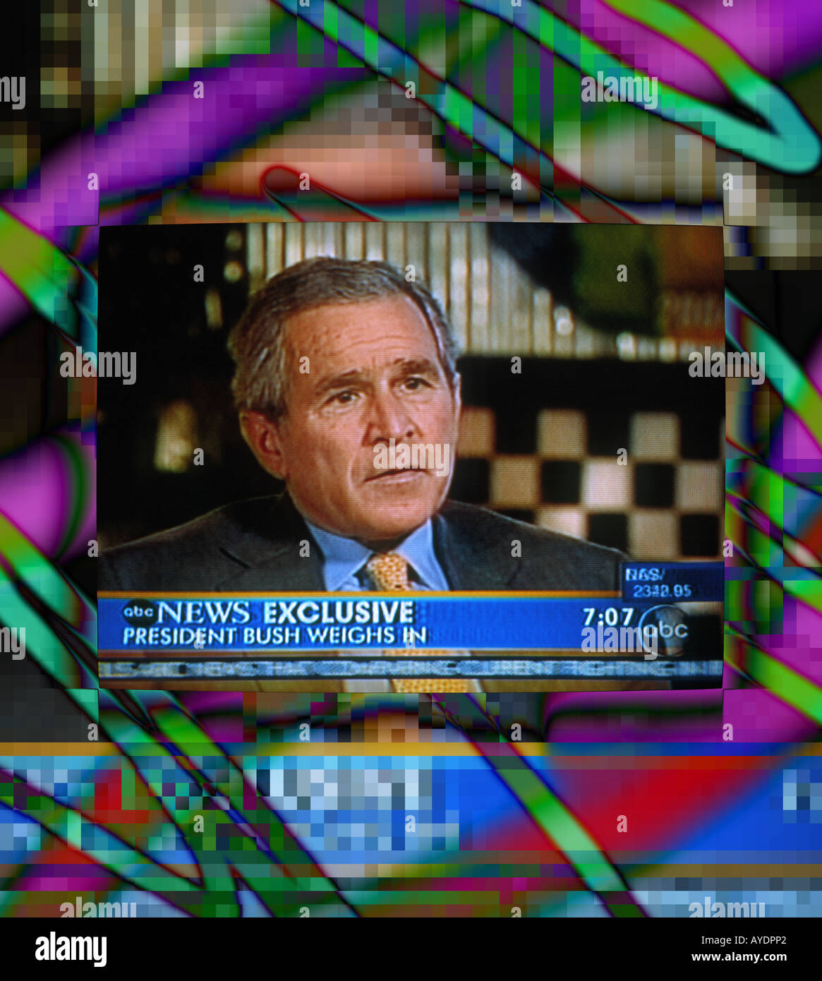 Bush during televised interview fall 2006 Stock Photo