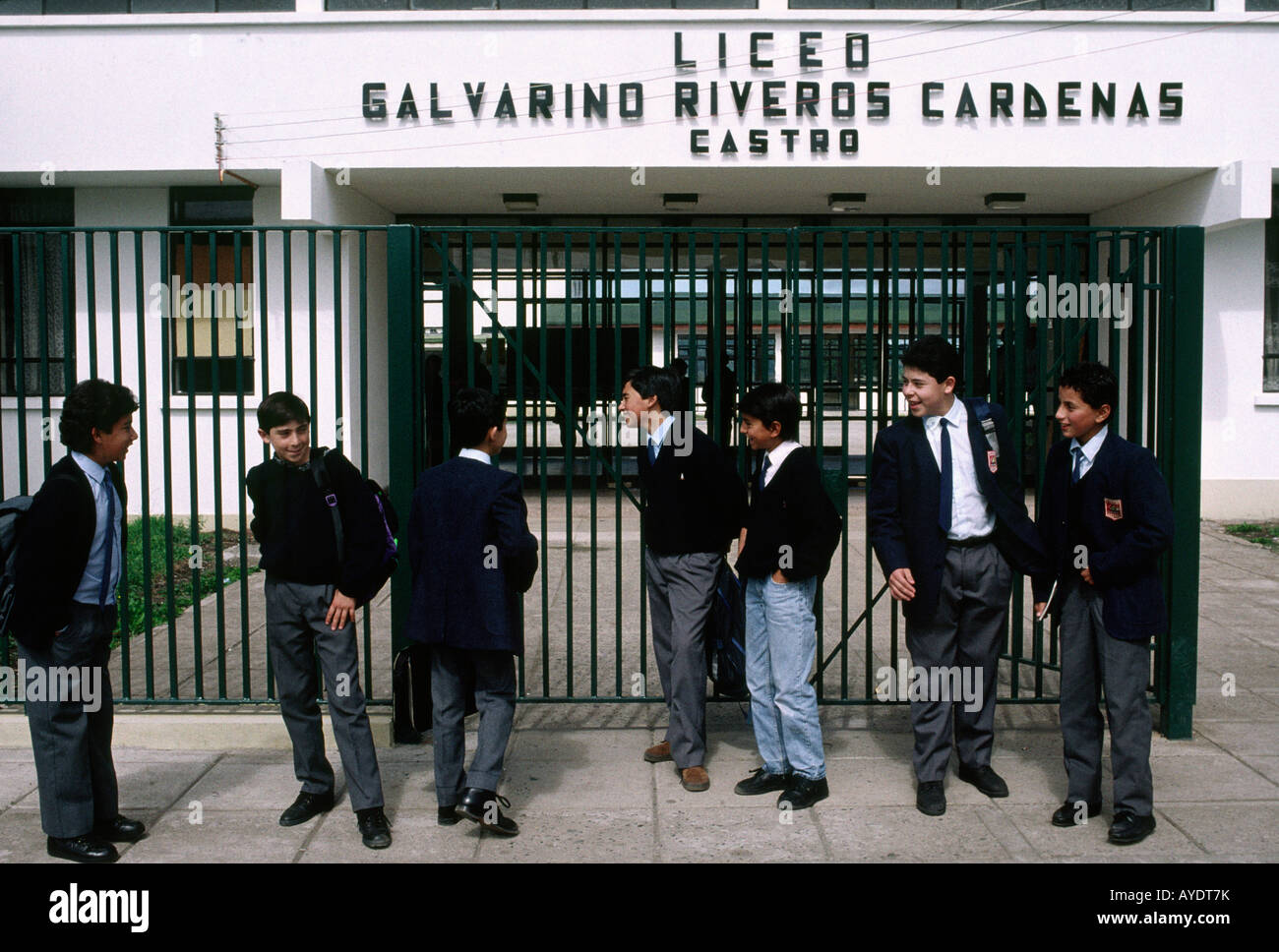 School boys in uniform, Castro, Chile Stock Photo Alamy