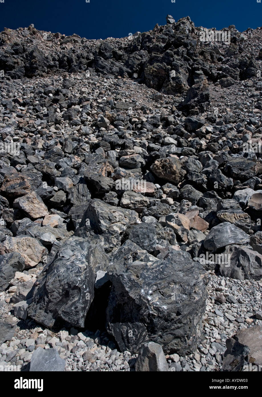 Obsidian dome geological site at 8000 ft on the east side of the Sierra Nevada Evidence of recent volcanic activity Stock Photo