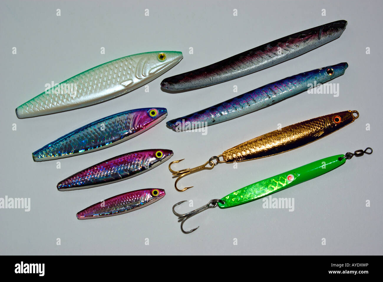 Zzinger Rip Tide Striker Stingstilda and Deadly Dick drift jigging lures  for salmon and bottom fish Stock Photo - Alamy
