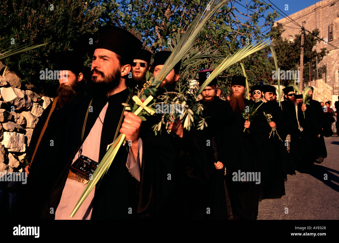 Israel Jerusalem Mount of Olives procession of Russian orthodox priests