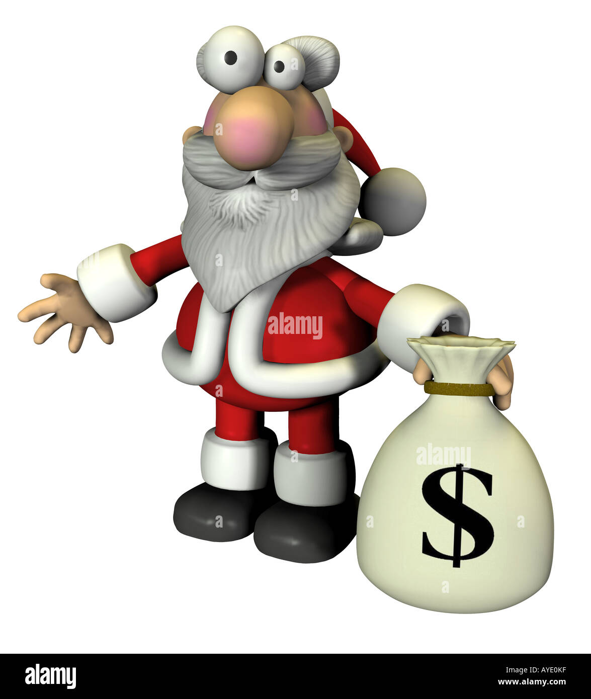 Santa Claus with money sack Stock Photo