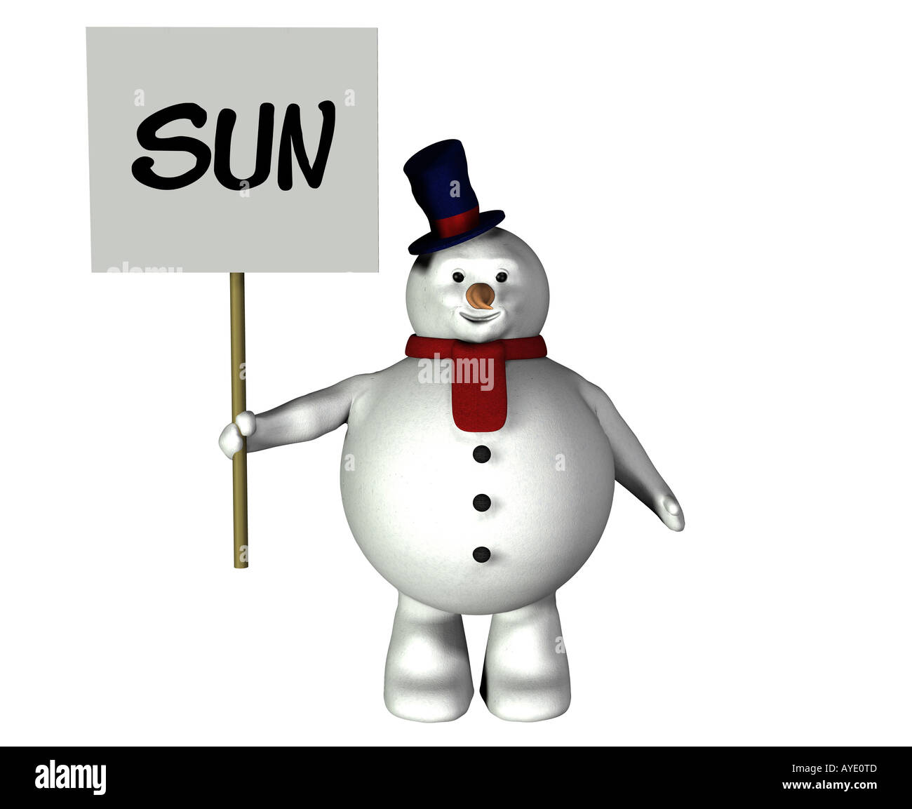 snowman with sign Stock Photo