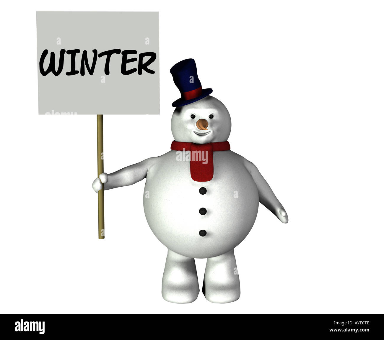 snowman with sign Stock Photo