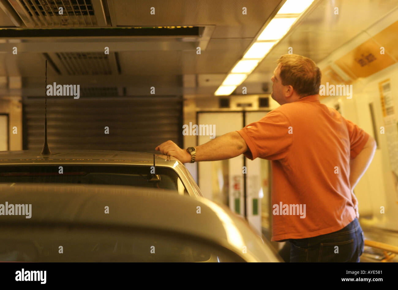 channel tunnel car train interior france uk Stock Photo