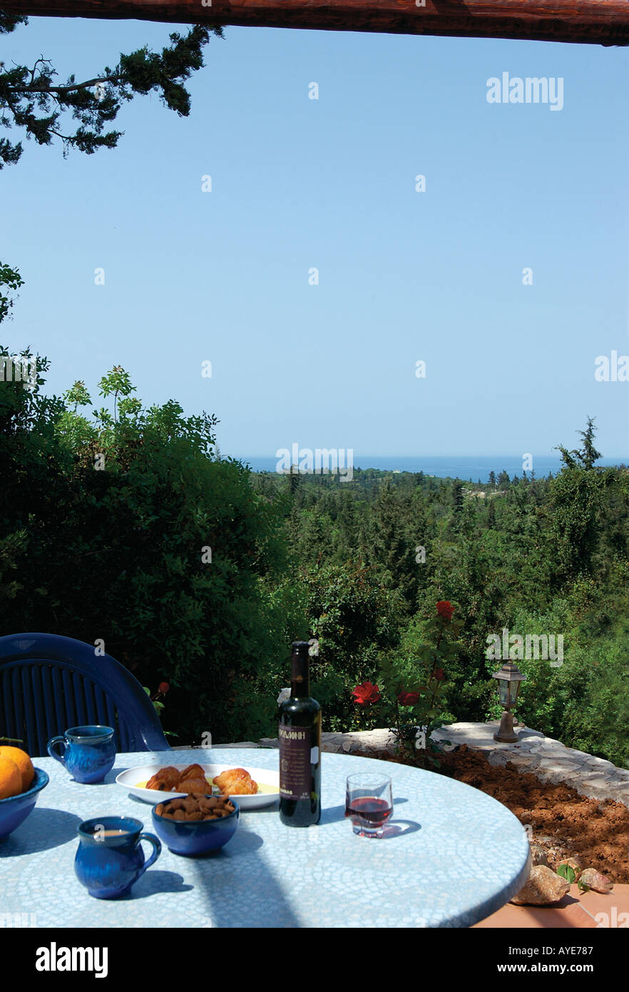 Lunch on the terrace of a holiday villa Stock Photo