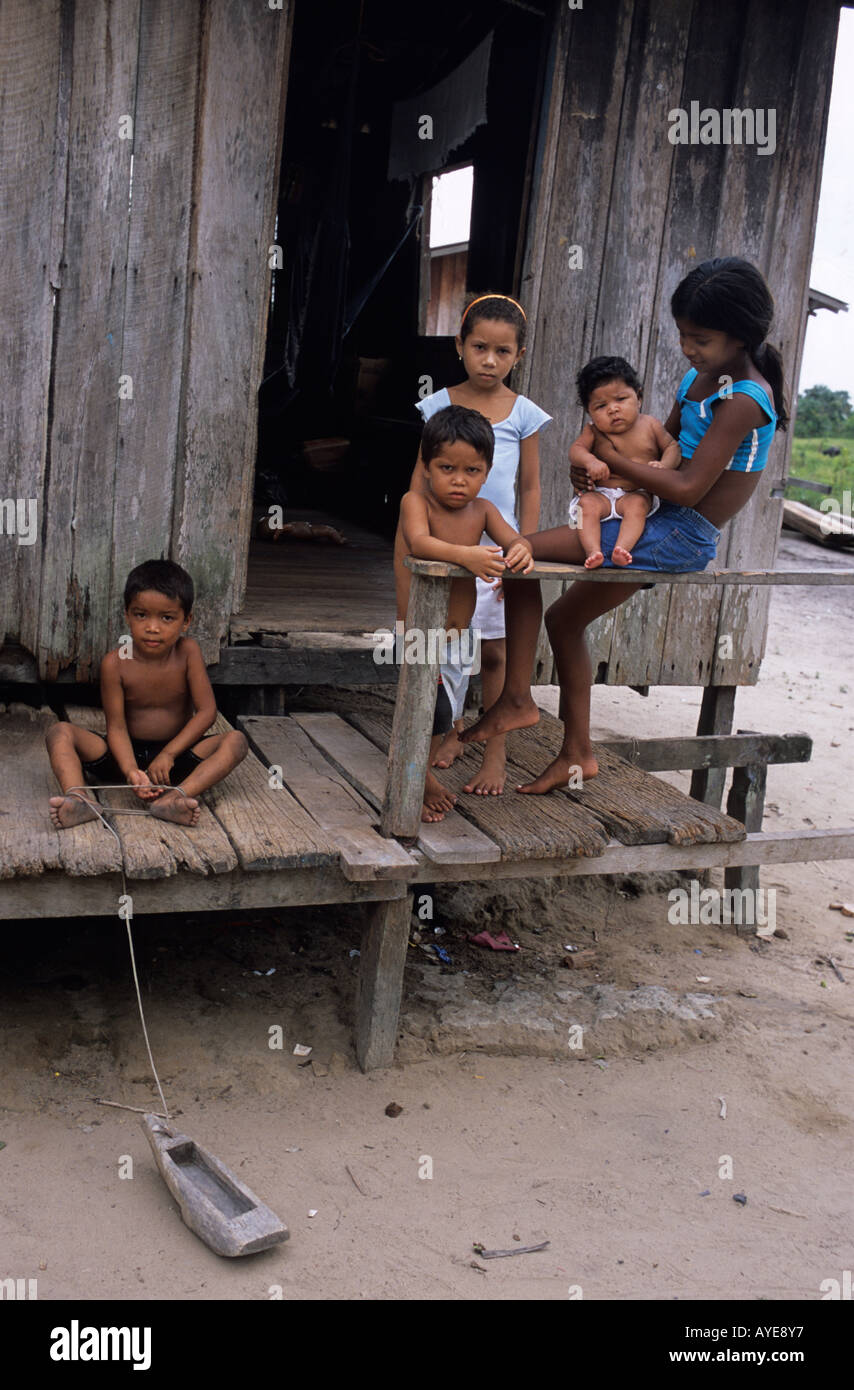 River Amazon.Para state. Children playing Stock Photo