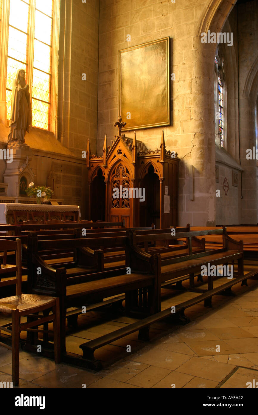 Pews and confession box at Eglise Notre Dame Orbec Normandy France Stock  Photo - Alamy