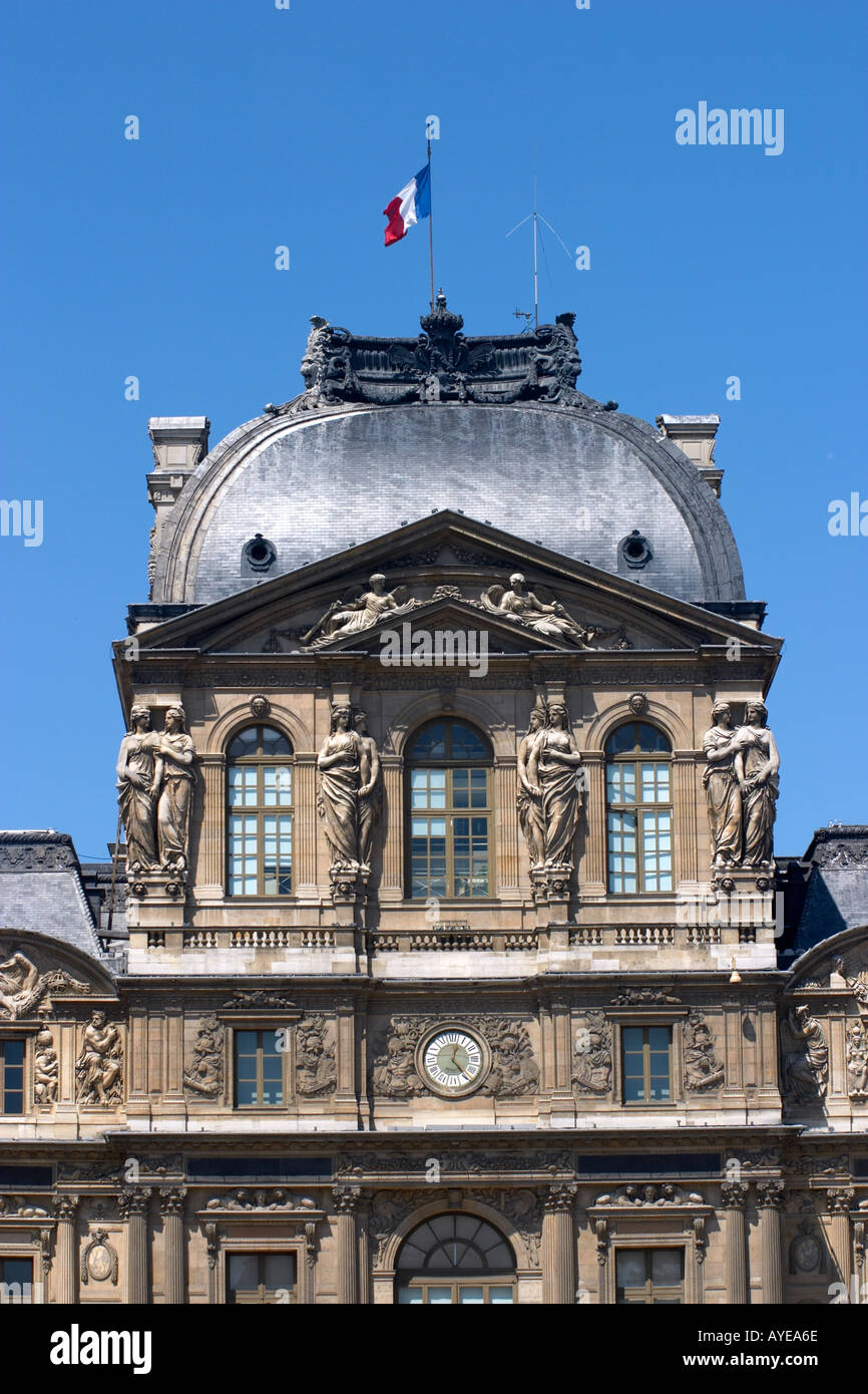 Sully Wing of The Louvre Museum from the Cour Carree Paris France Stock