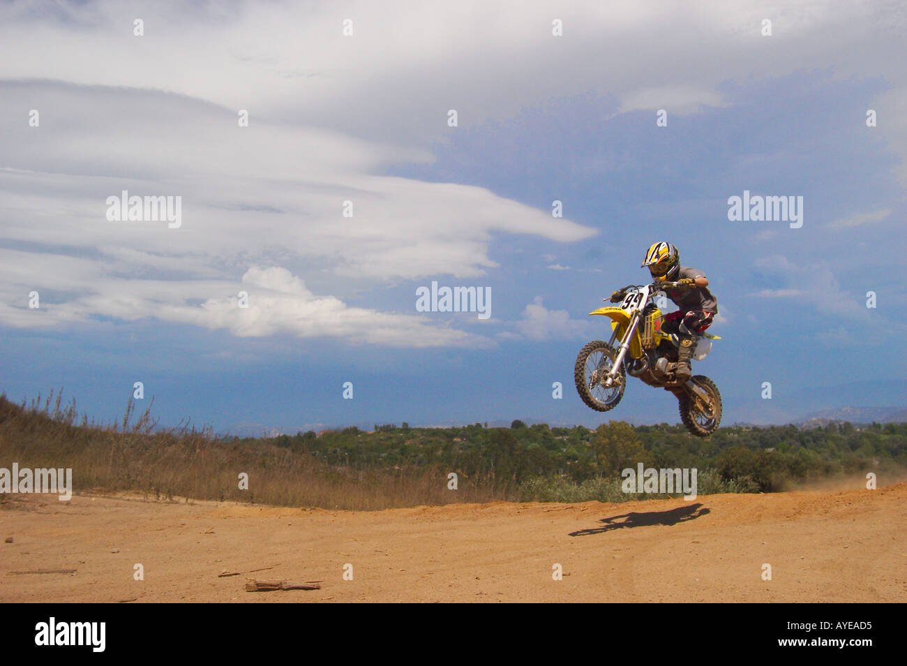 motorcycle dirt bike rider Stock Photo