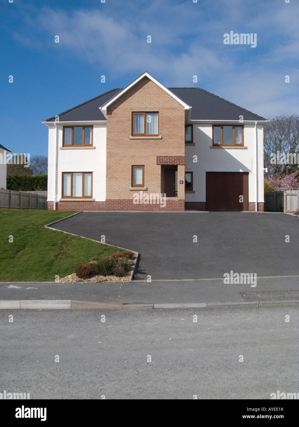 newly built detached 'Executive' home on private housing estate Aberystwyth Wales UK Stock Photo