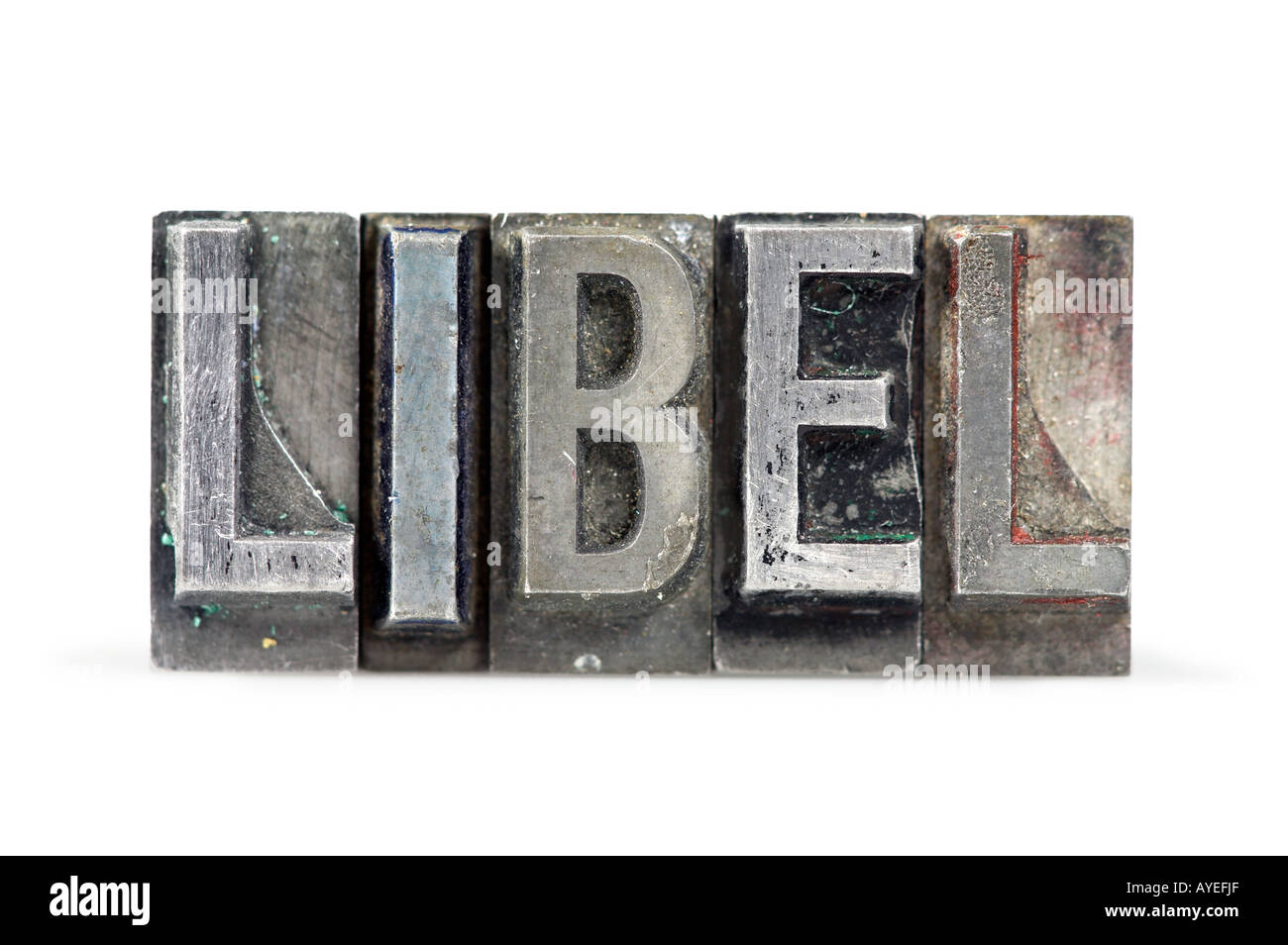 Libel Concept Letterpress Type Closeup Stock Photo