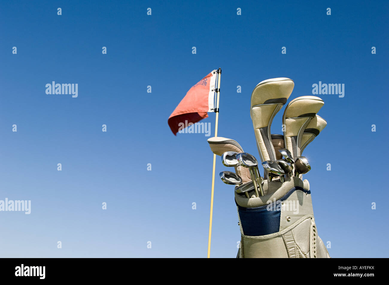 Golf clubs in a golf bag Stock Photo Alamy