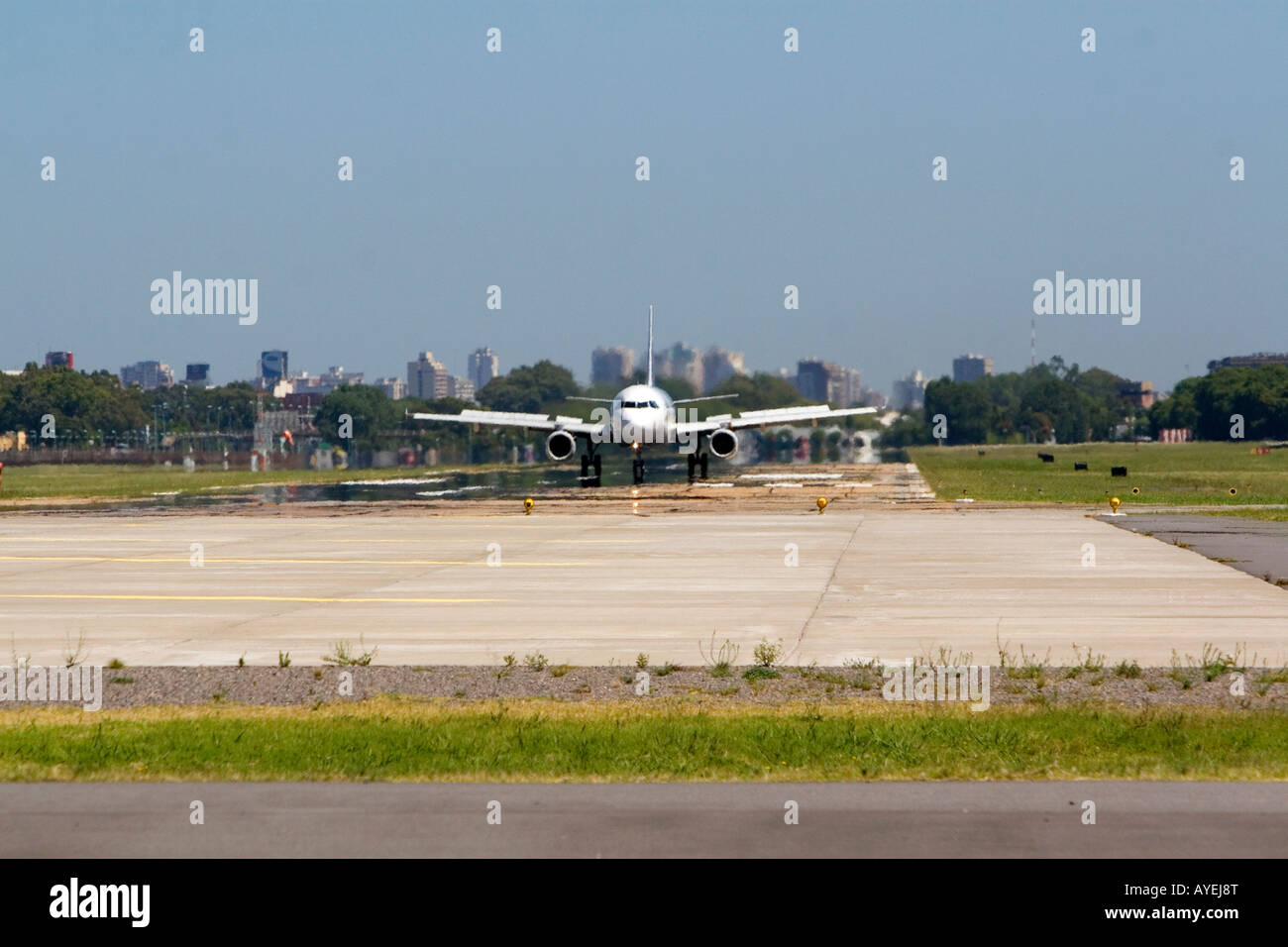 Boeing 737 airplane on the runway at Aeroparque Metropolitano Jorge Newbery in Buenos Aires Argentina Stock Photo