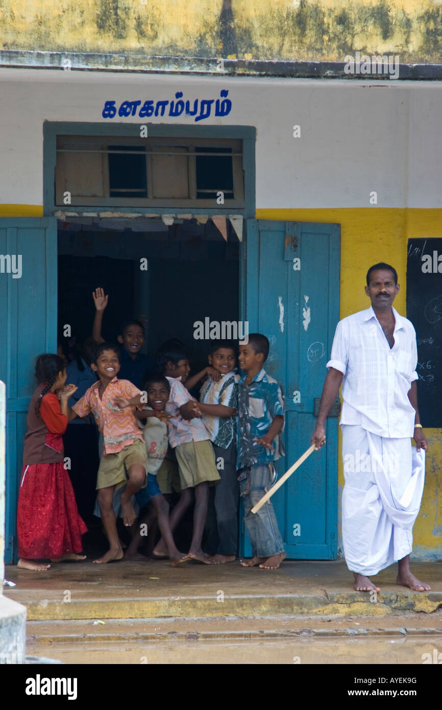 Schoolchildren Inside a School in Darasuram South India Stock Photo