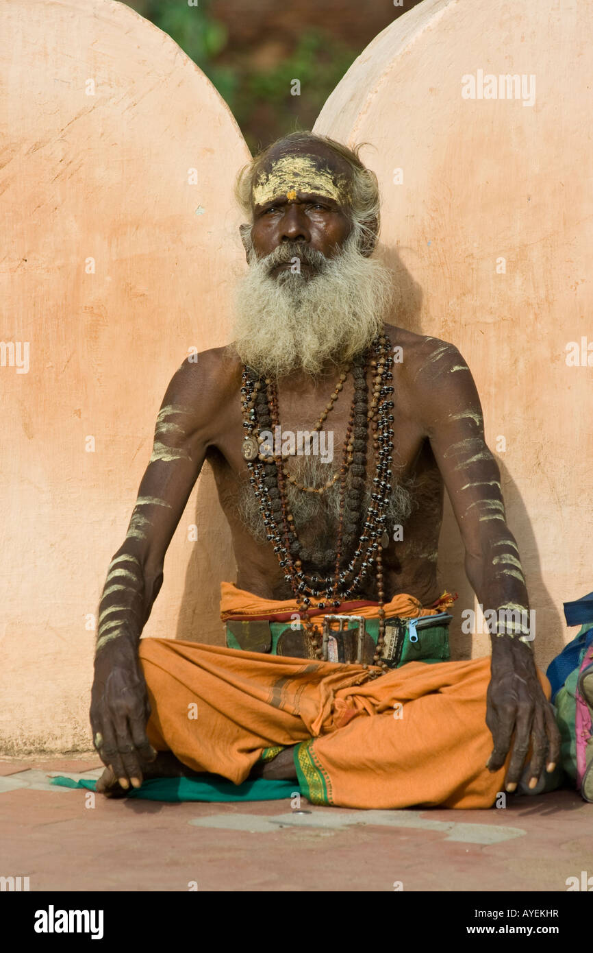 Sadhu Holy Man Outside Brihadishwara Hindu Temple in Thanjavur South India Stock Photo