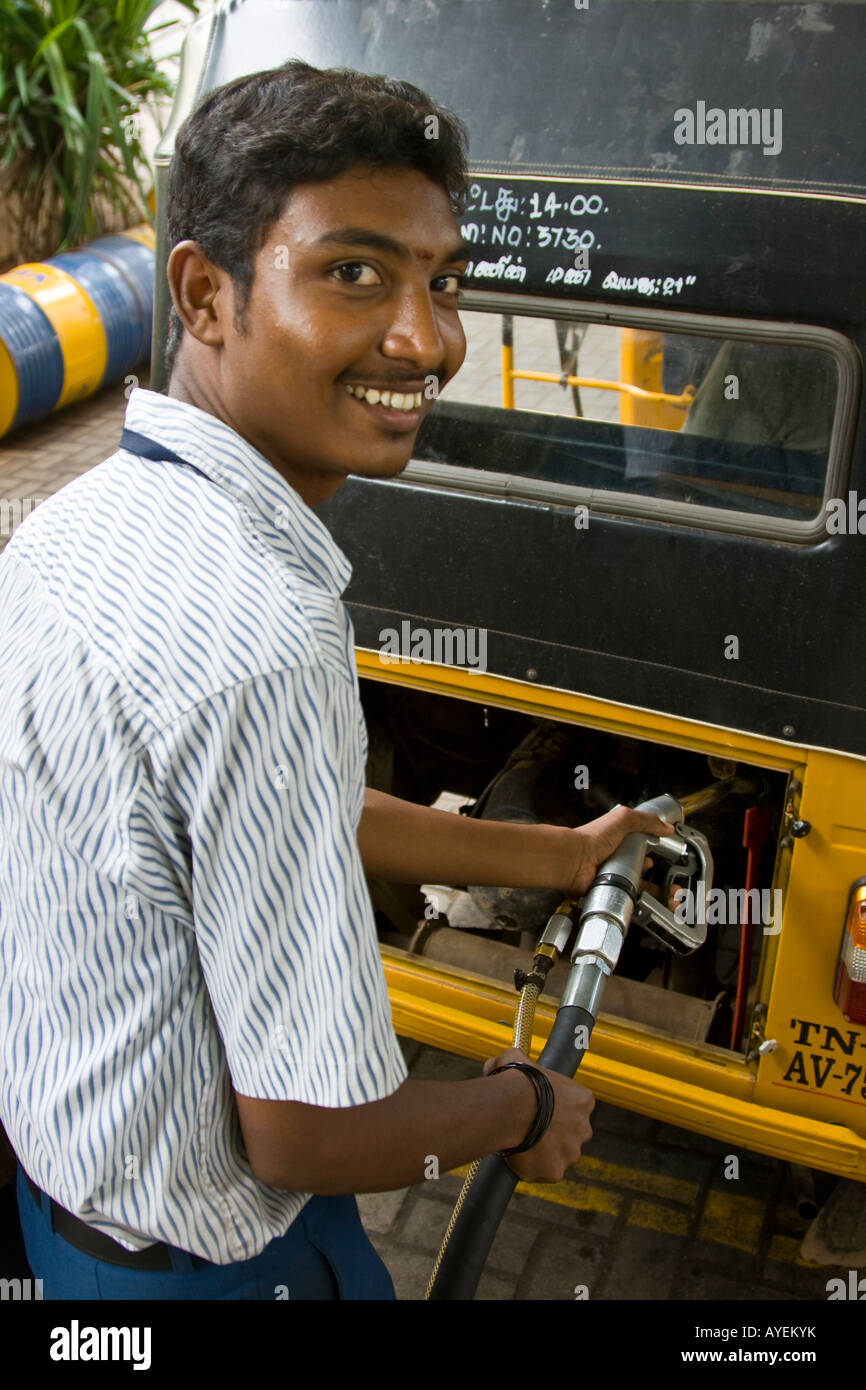 Fueling up at a Gas Station in Chennai South India Stock Photo