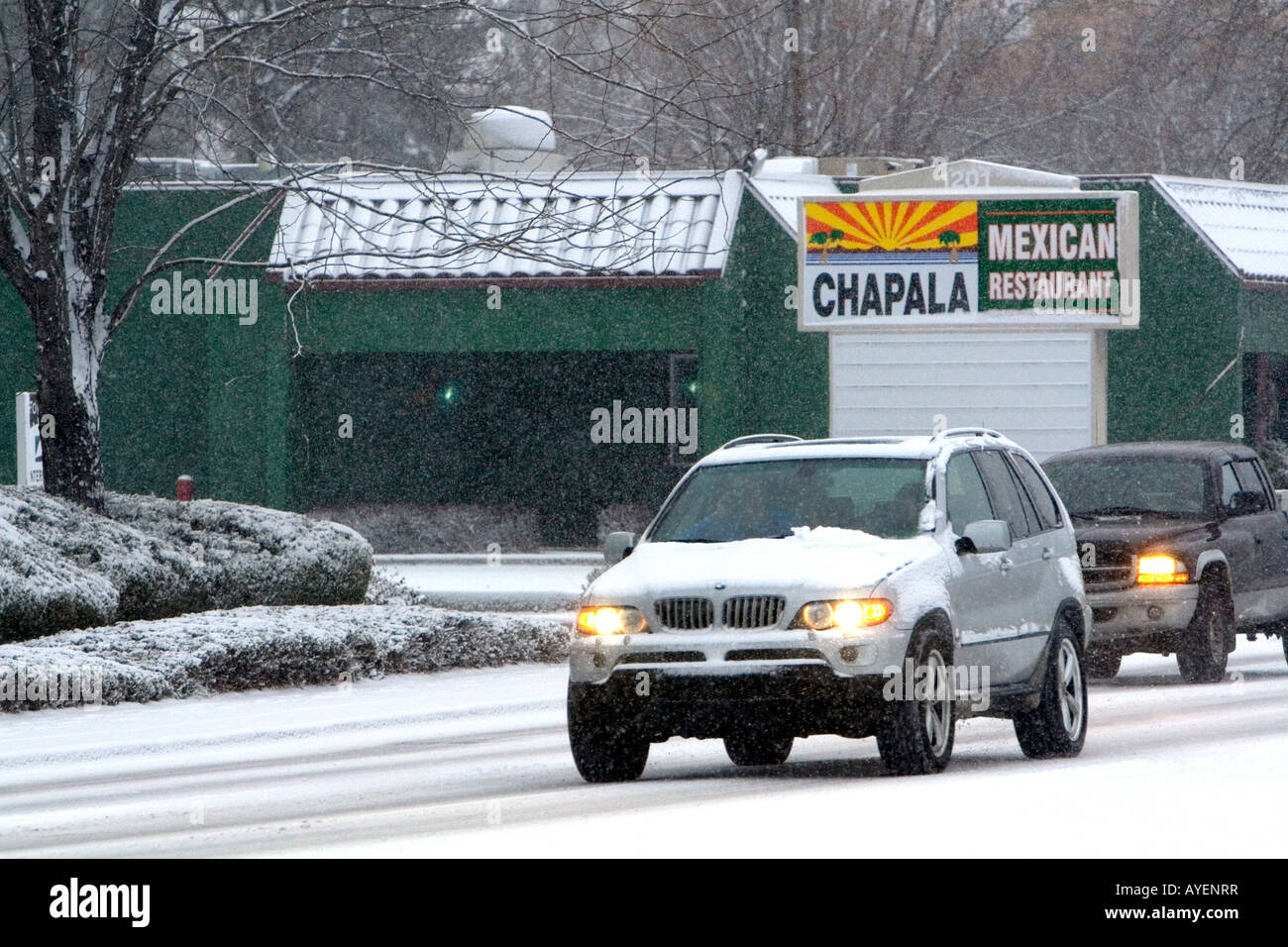 Winter driving in Boise Idaho Stock Photo