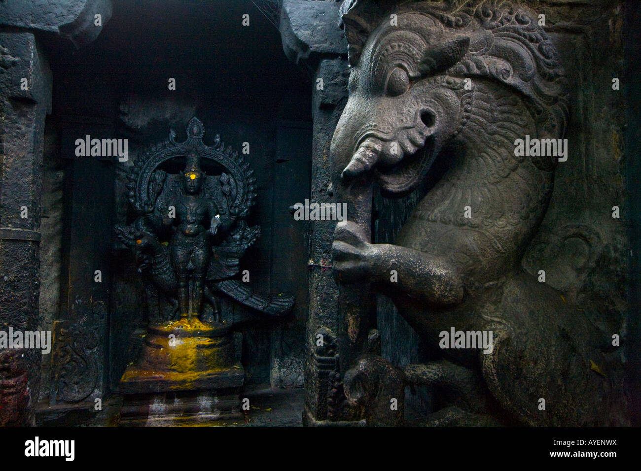 Shrine to Shiva Inside Sri Meenakshi Hindu Temple in Madurai South India Stock Photo