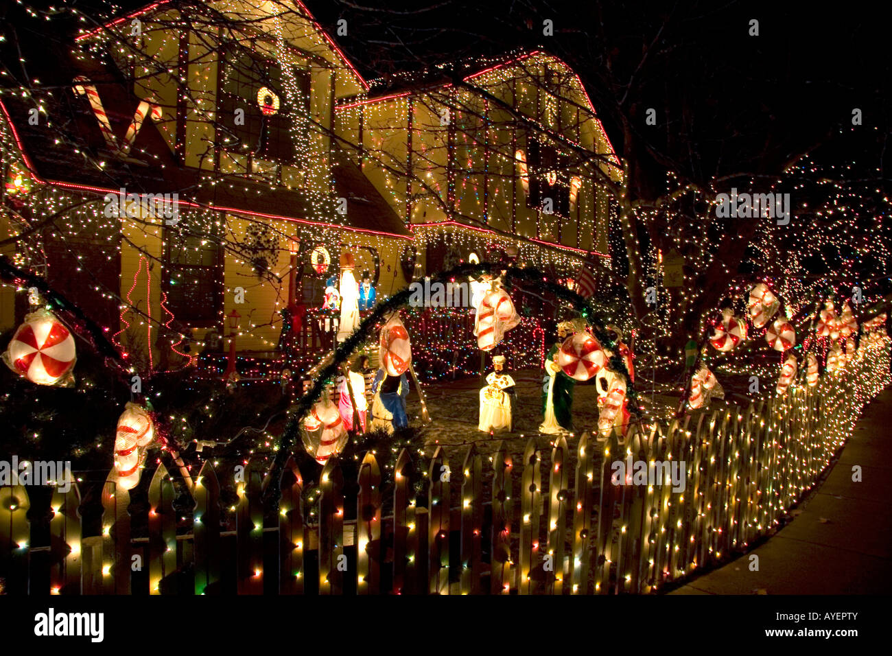 Holiday Season light display on a residential home in Boise Idaho Stock Photo Alamy