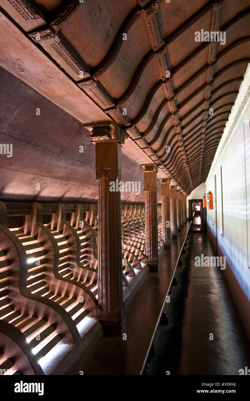 Walkway inside Puthe Maliga Palace Museum in Trivandrum South India Stock Photo