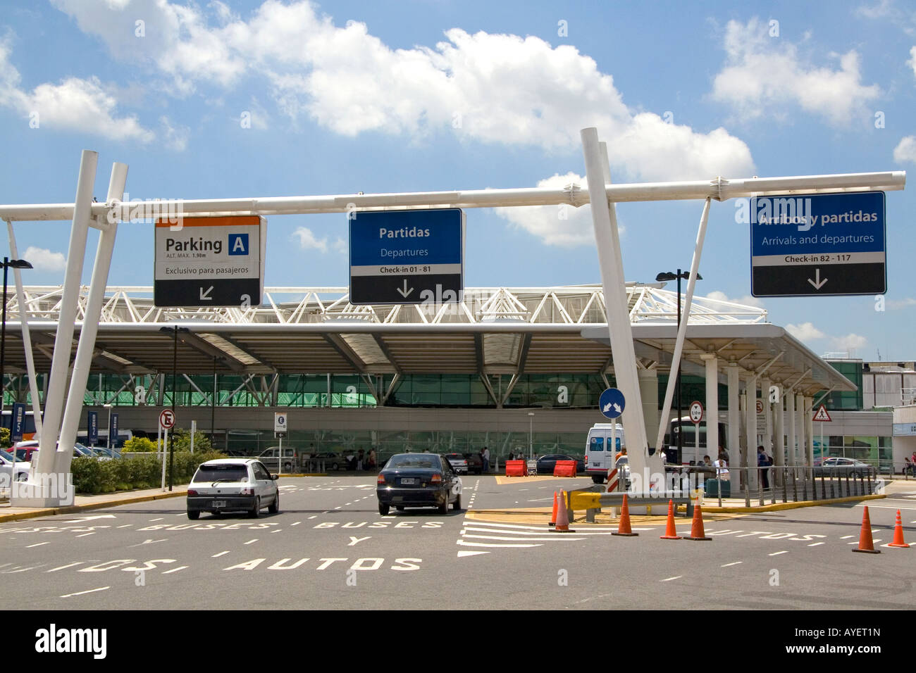 Spanish language signage at the Ezeiza International Airport in Buenos Aires Argentina Stock Photo