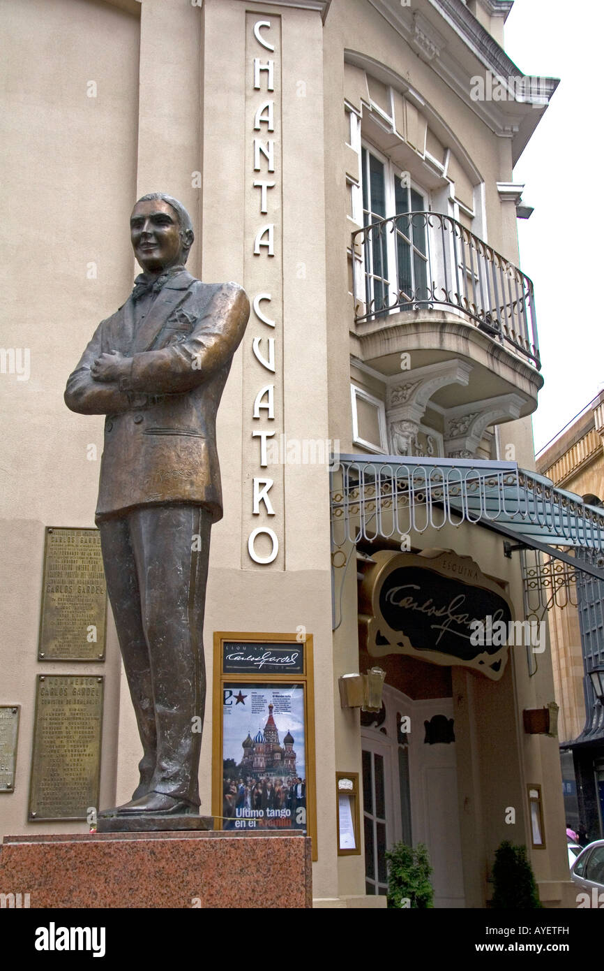 Statue of Carlos Gardel father of the Tango in front of the Abasto Shopping Centre in Buenos Aires Argentina Stock Photo