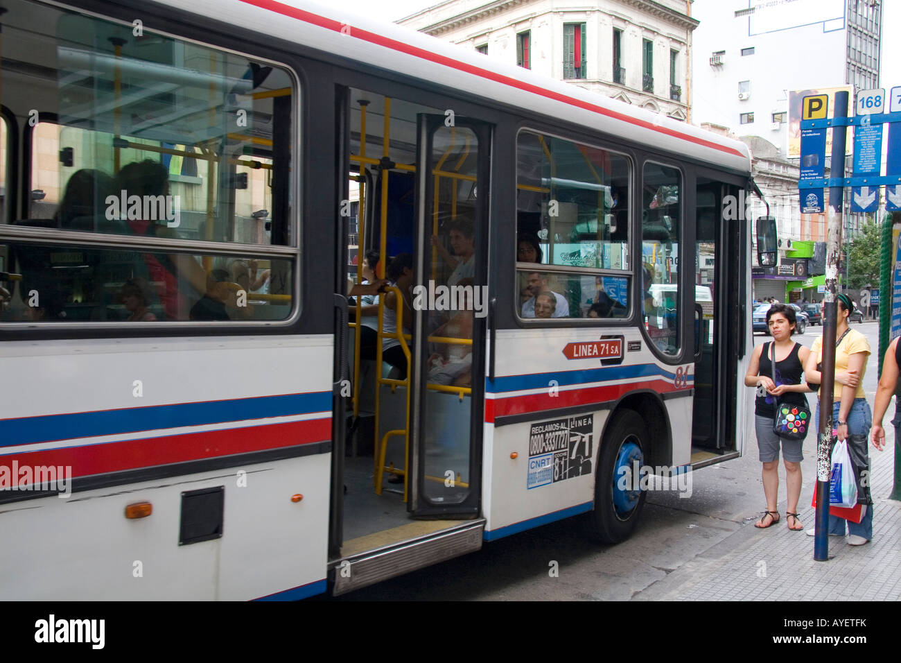 Colectivo bus line 71 in Buenos Aires Argentina Stock Photo