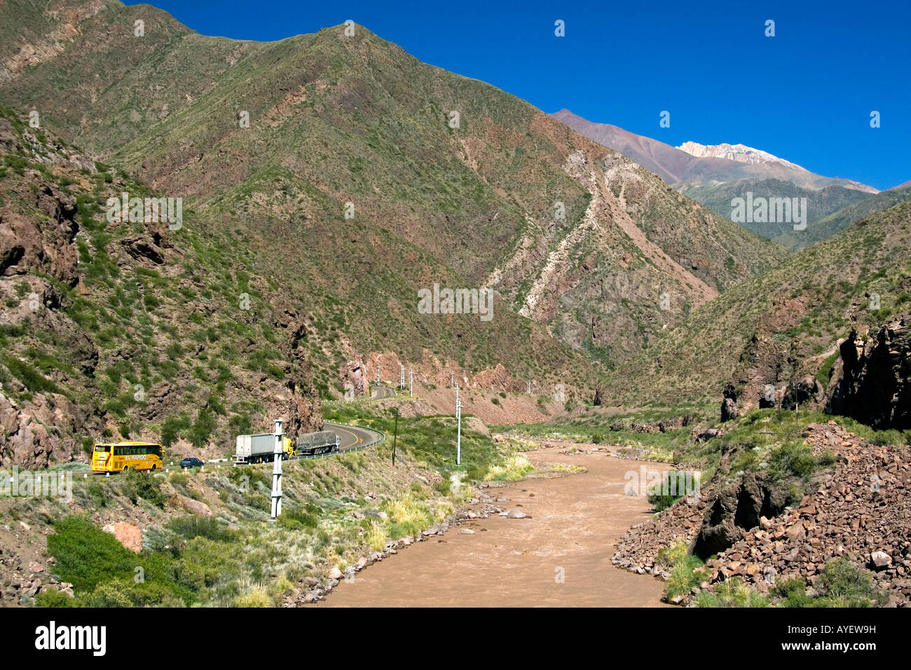Mendoza River in the Andes Mountain Range Argentina Stock Photo