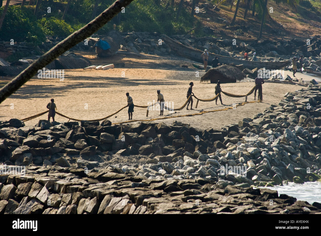 Fisherman and Net on the Beach in Varkala India Stock Photo