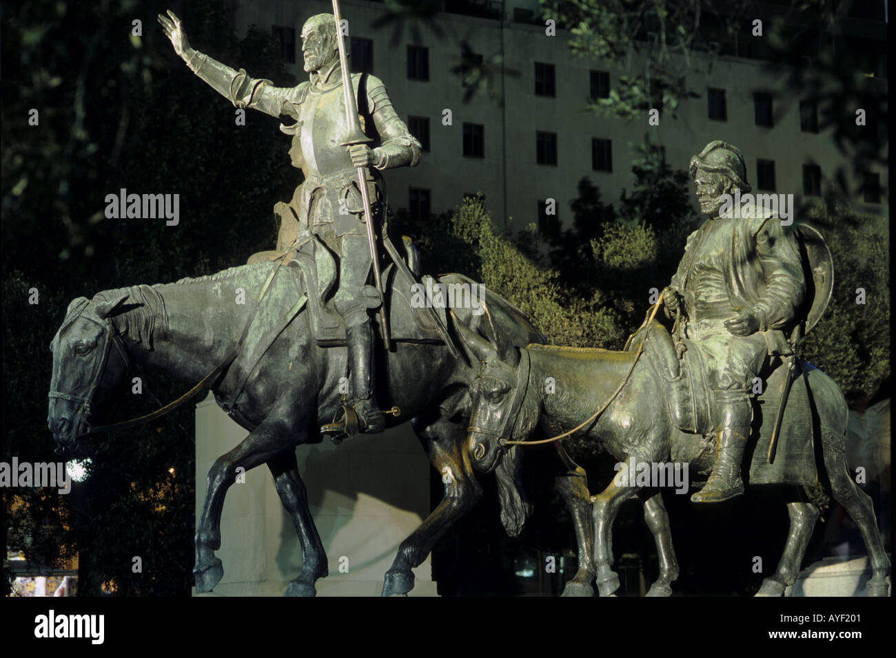 Spain Madrid Cervantes Monument Stock Photo