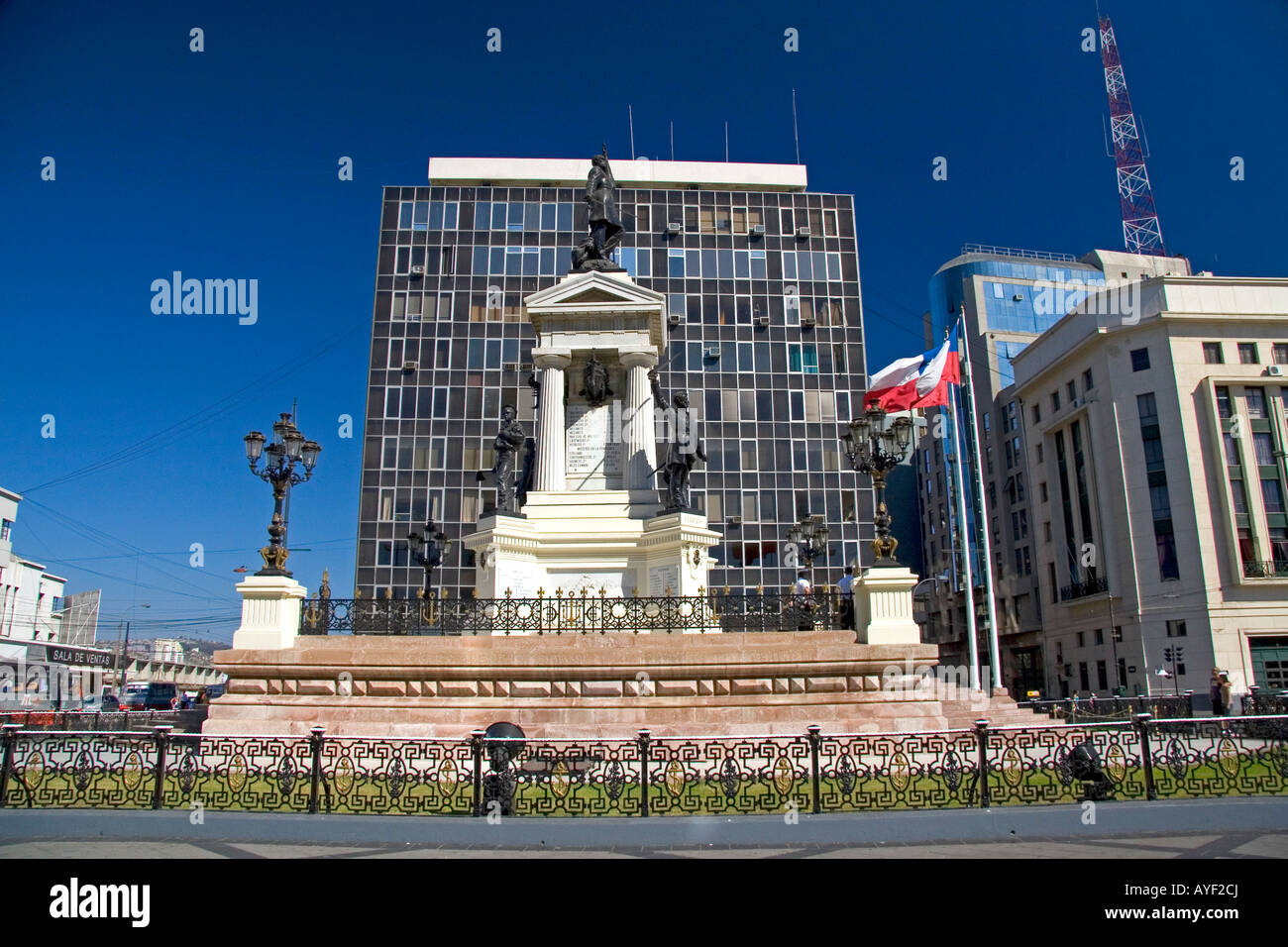 Monument to Naval Heroes of Iquique in Valparaiso Chile Stock Photo