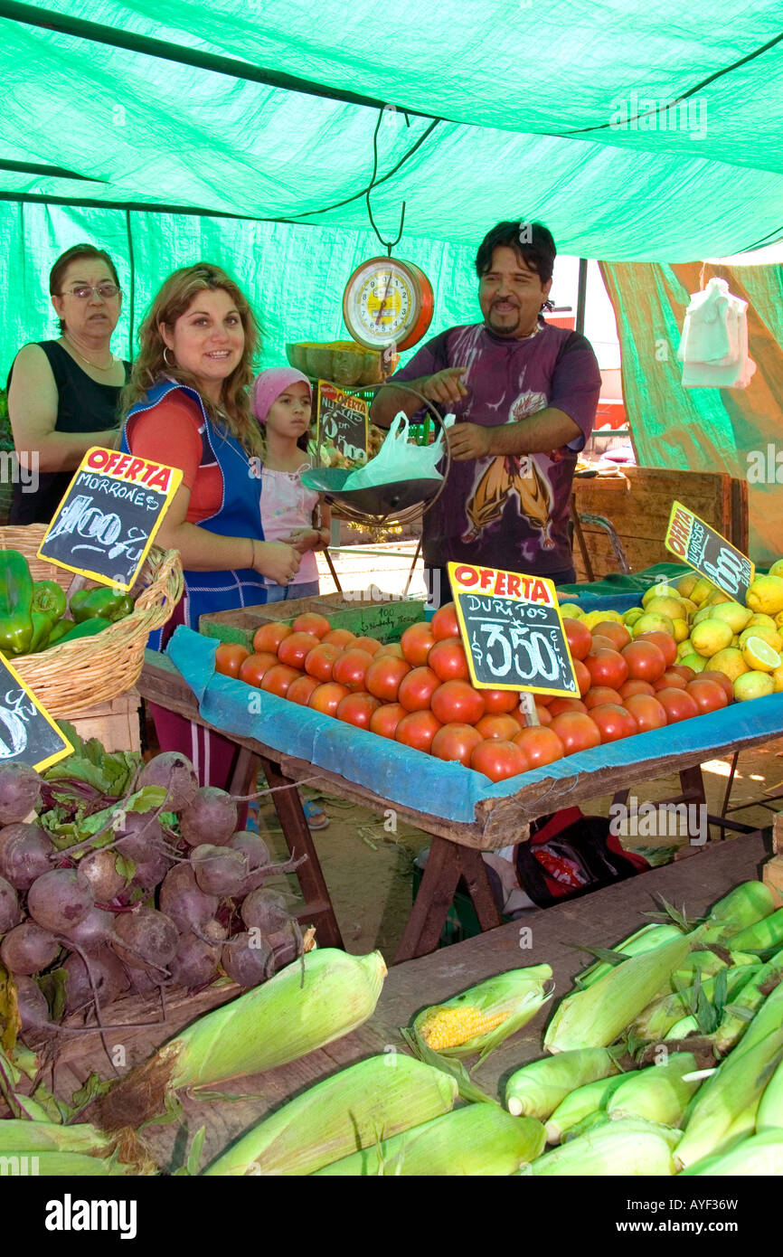 Produce being sold at an outdoor market in Valparaiso Chile Stock Photo
