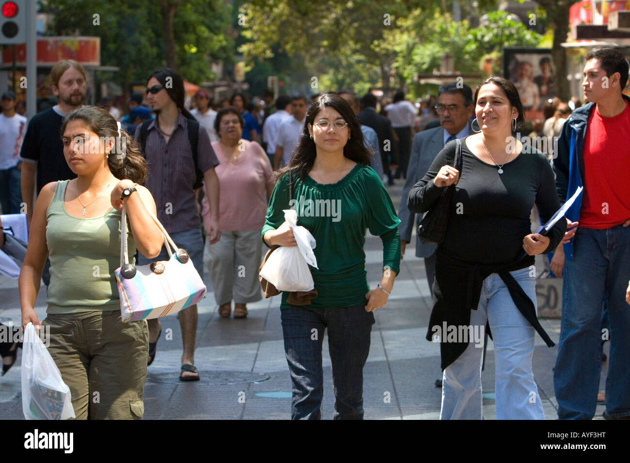 People walk on the Paseo Ahumada in Santiago Chile Stock Photo