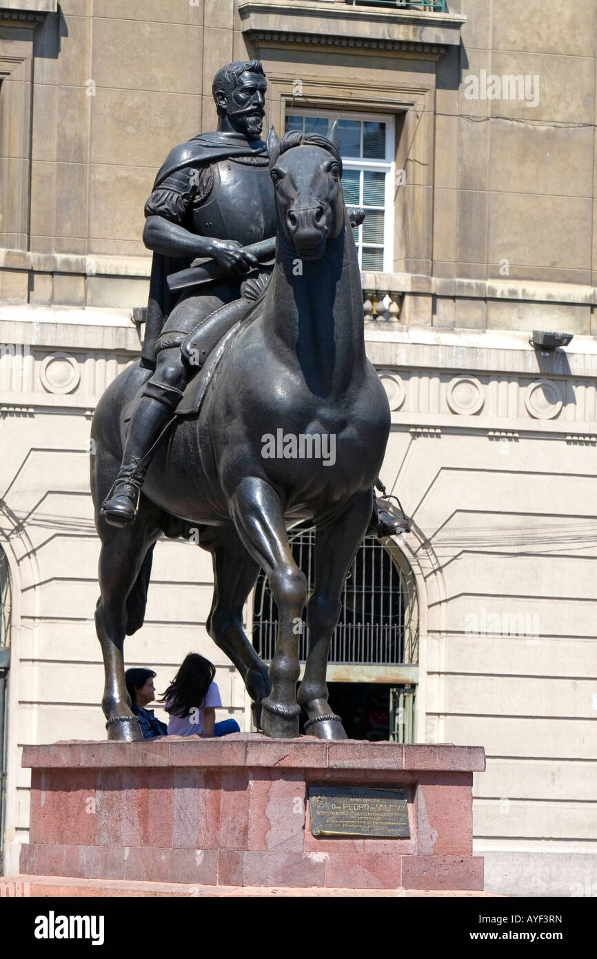 Statue of Pedro de Valdivia in the Plaza de Armas in Santiago Chile