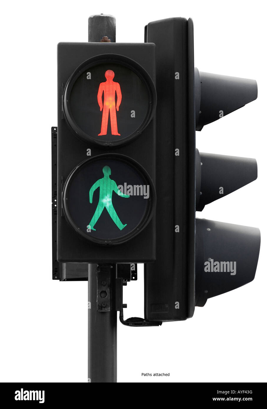 Traffic lights with green and red signs showing Stock Photo