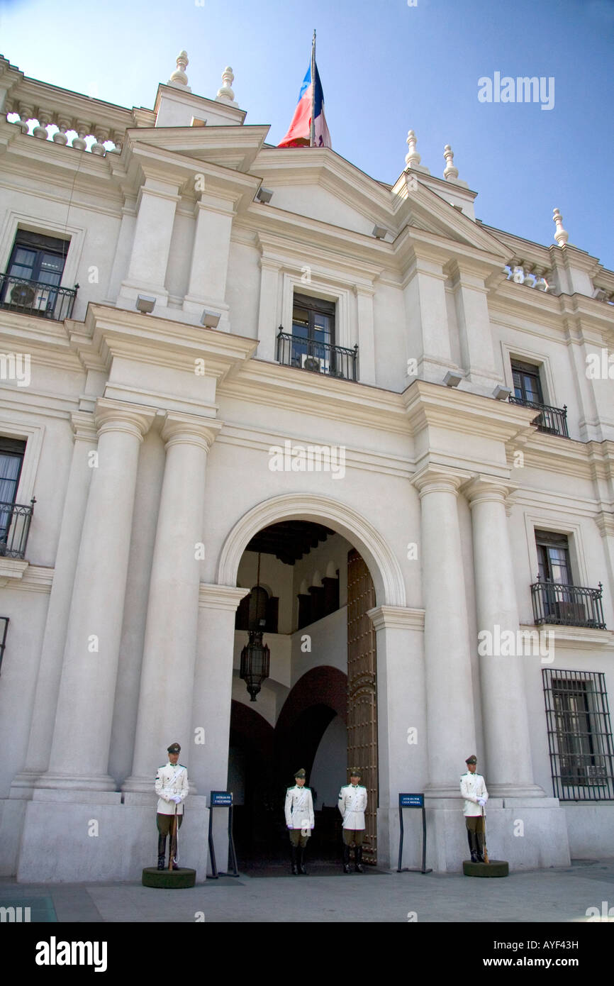 Guards stand at the Palacio de la Moneda in Santiago Chile Stock Photo ...