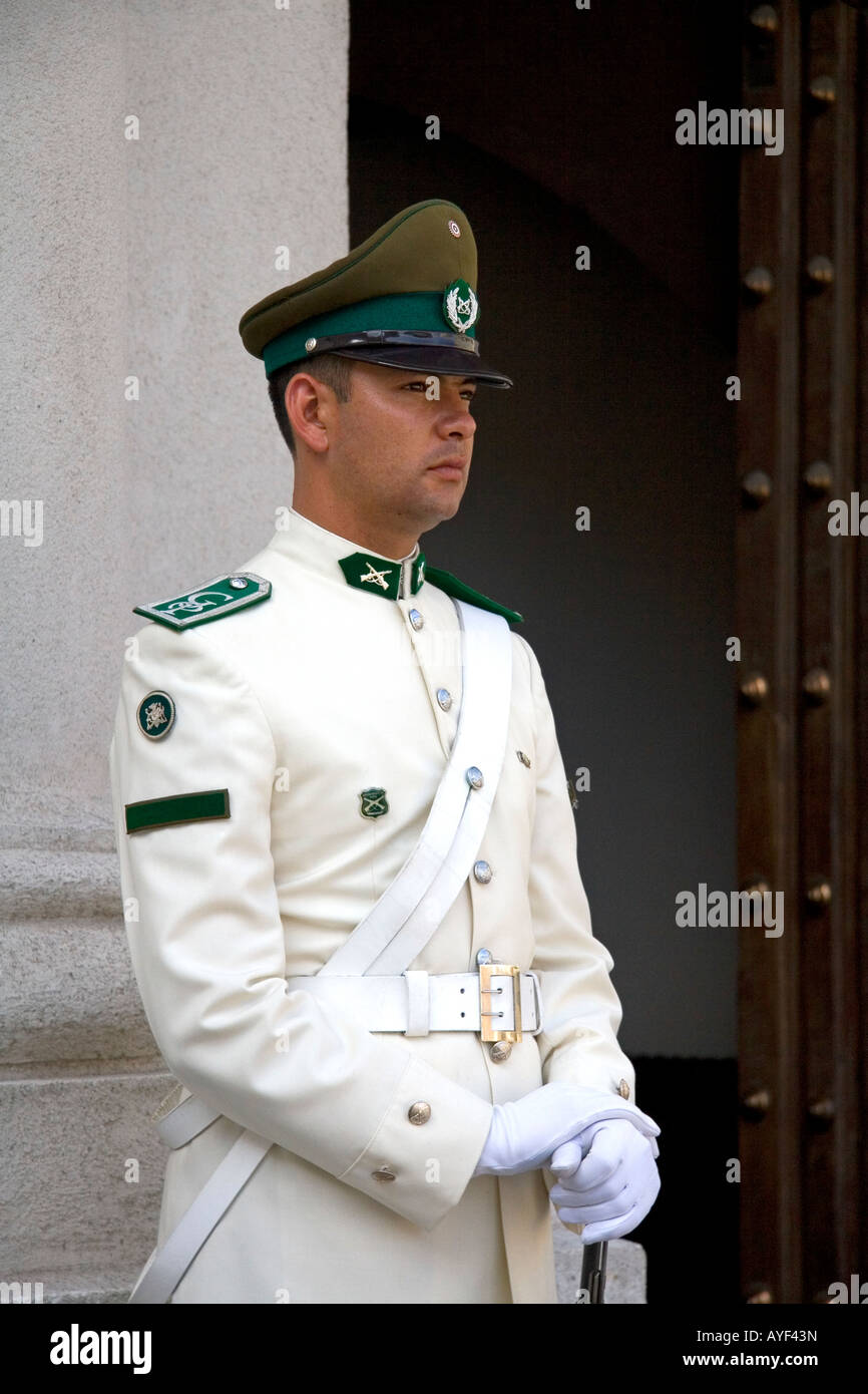 A guard outside the Palacio de la Moneda in Santiago Chile Stock Photo ...