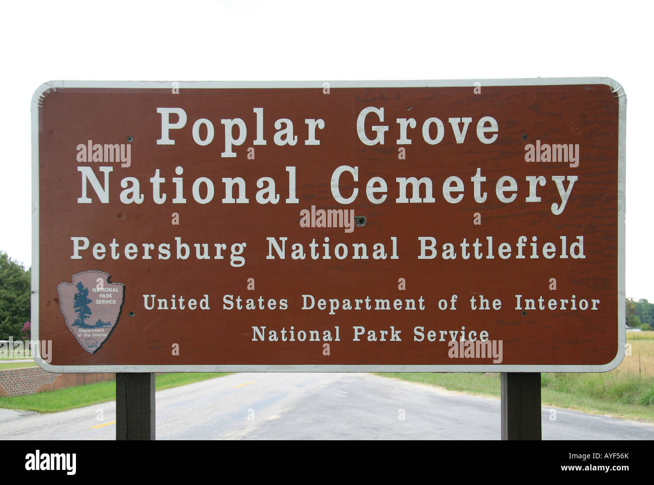 The entrance sign to the Poplar Grove National Cemetery, Petersburg, VA