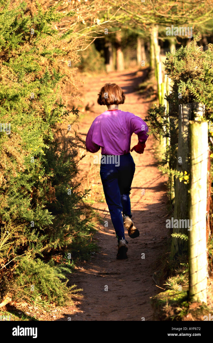 Female Jogger enjoying Worcestershire England Stock Photo