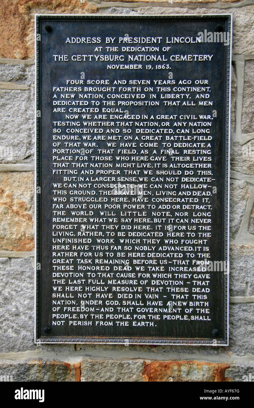 The Gettysburg Address on display at the Poplar Grove National Cemetery