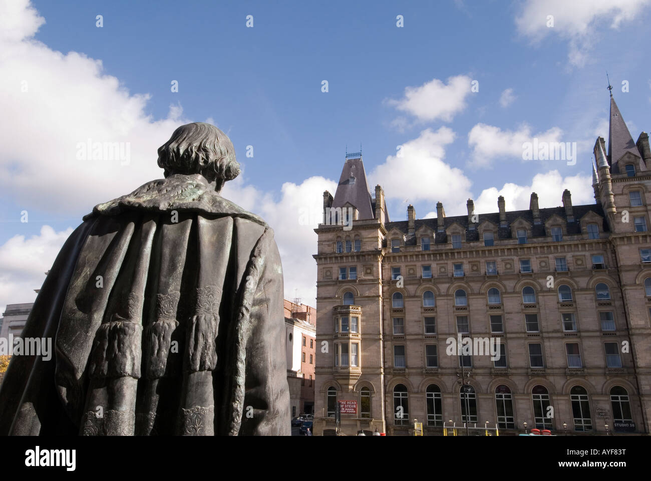 Statue of Disraeli outside St Hall, LIverpool, England, UK