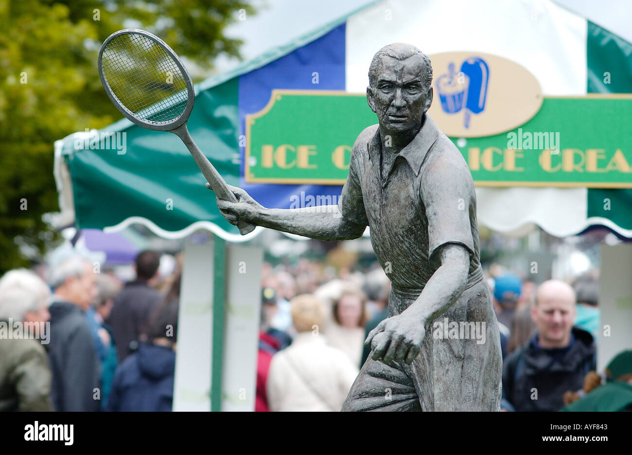 Fred Perry statue at Wimbledon England Stock Photo