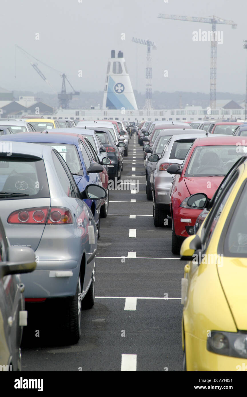 Brand new cars fresh from the ship parked in North Shields Newcastle Stock Photo Alamy