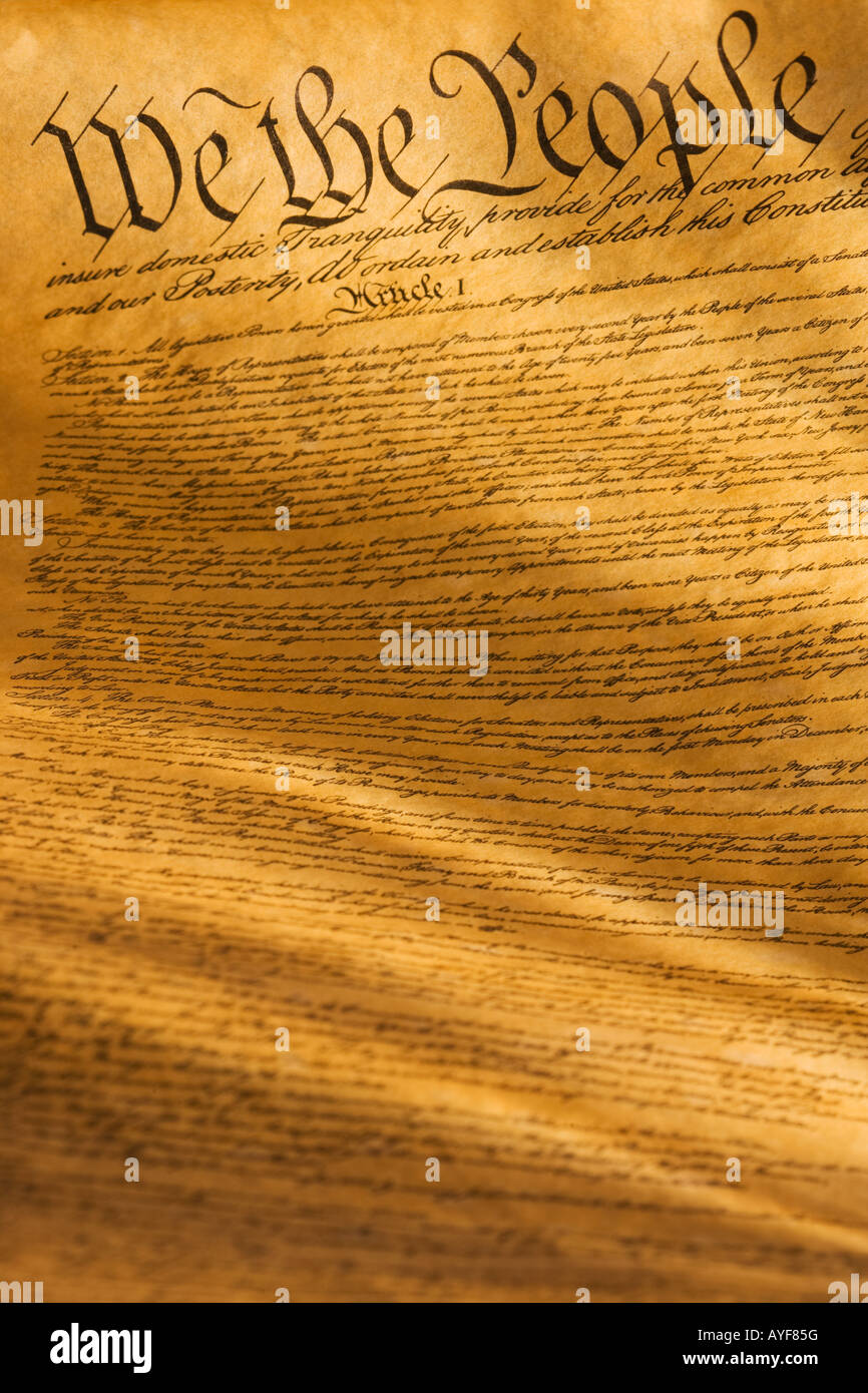 Close up of the United States Constitution Stock Photo