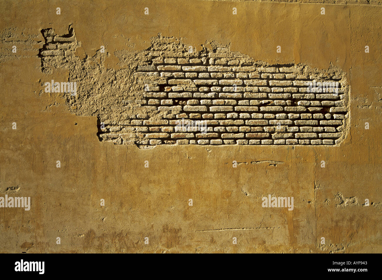 wall with exposed brickwork Stock Photo