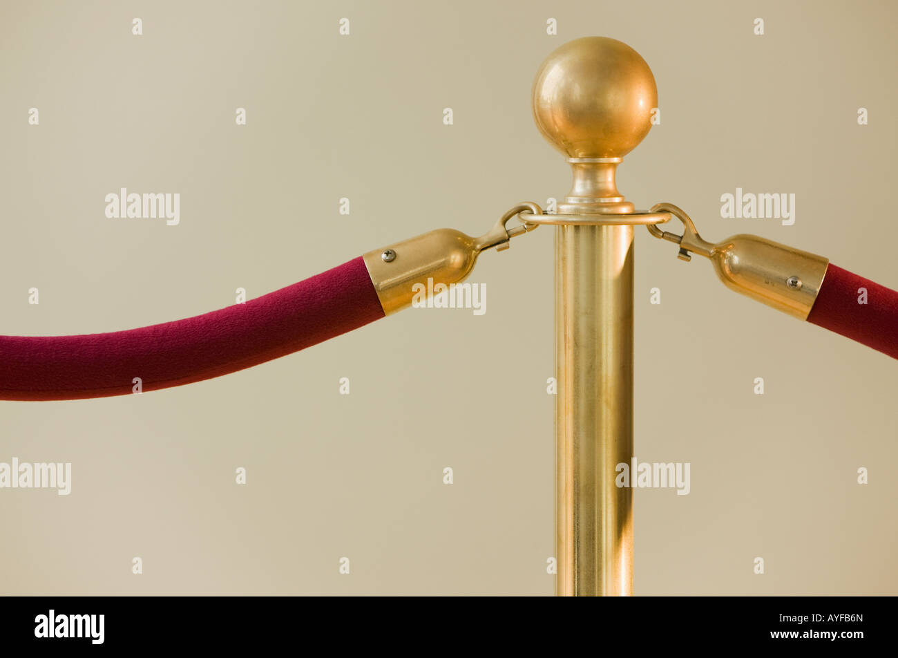 Close up of velvet rope and stanchion Stock Photo