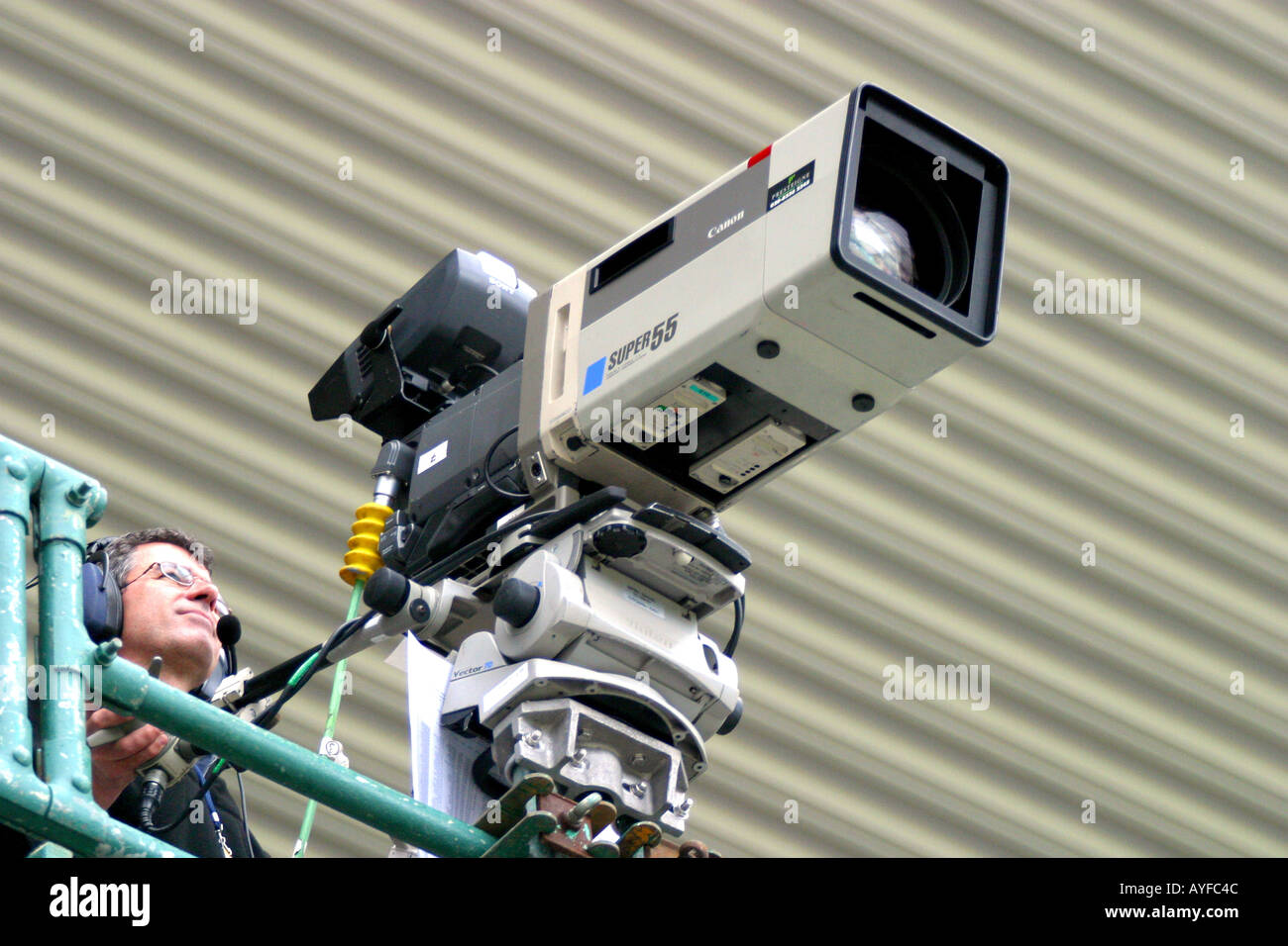 Outside broadcast TV camera at sports event Stock Photo - Alamy