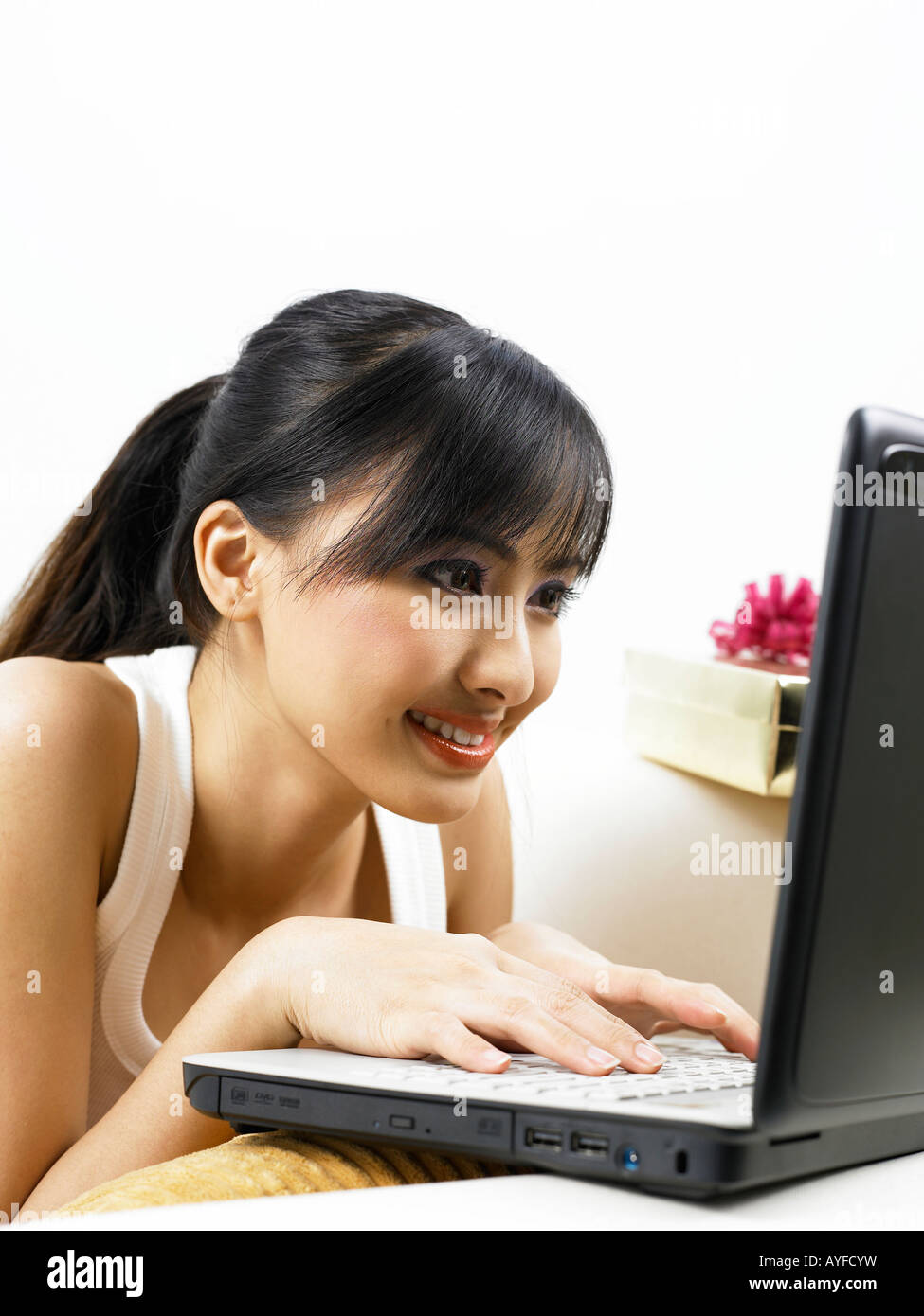 Young Woman Using Laptop Stock Photo - Alamy