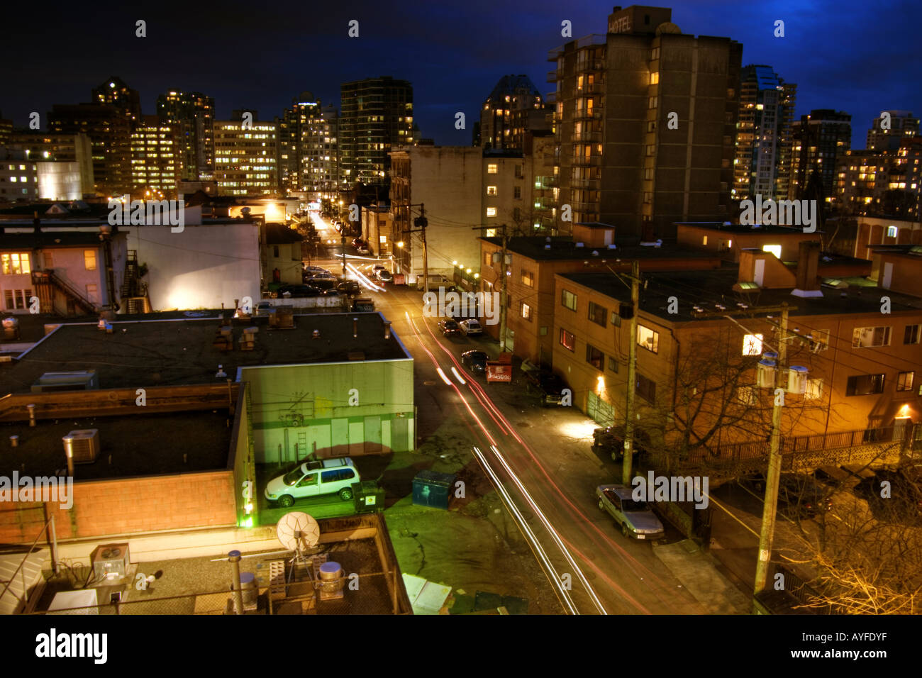 vancouver downtown by night Stock Photo - Alamy